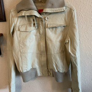Collection B Wome's size Medium Faux Leather Tan Bomber Jacket